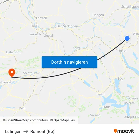 Lufingen to Romont (Be) map