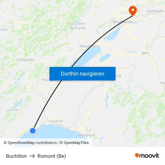 Buchillon to Romont (Be) map