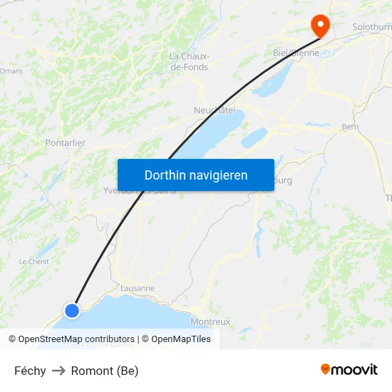 Féchy to Romont (Be) map