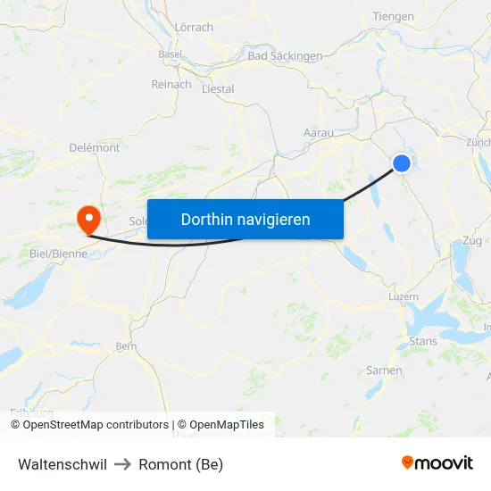 Waltenschwil to Romont (Be) map