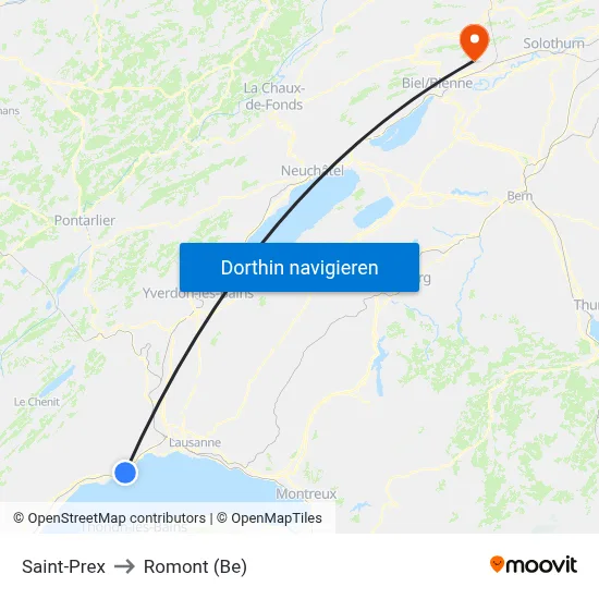 Saint-Prex to Romont (Be) map