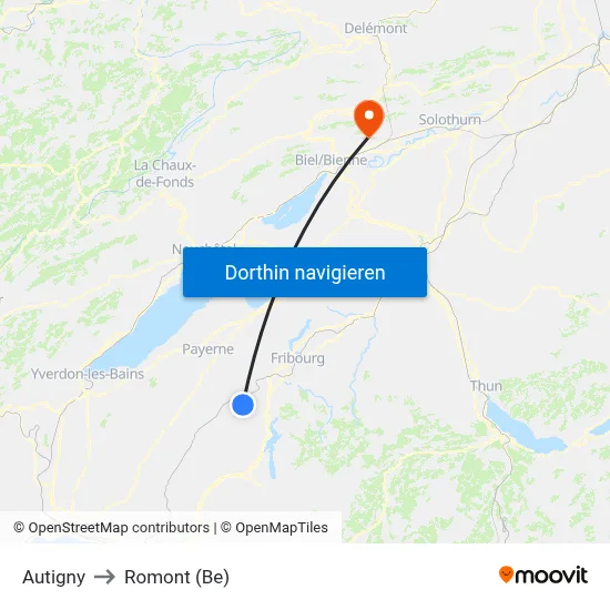 Autigny to Romont (Be) map