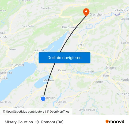 Misery-Courtion to Romont (Be) map