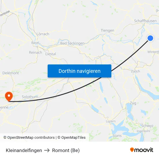 Kleinandelfingen to Romont (Be) map