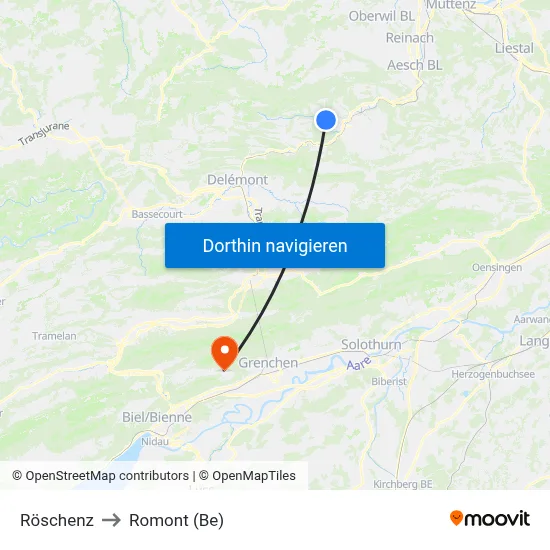 Röschenz to Romont (Be) map