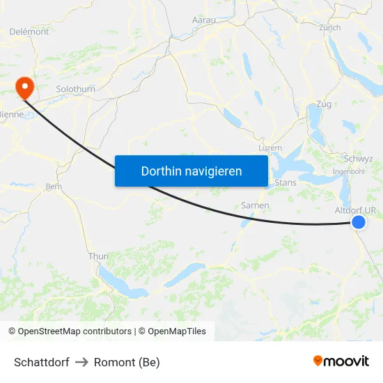 Schattdorf to Romont (Be) map