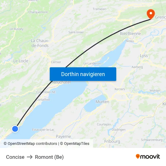 Concise to Romont (Be) map