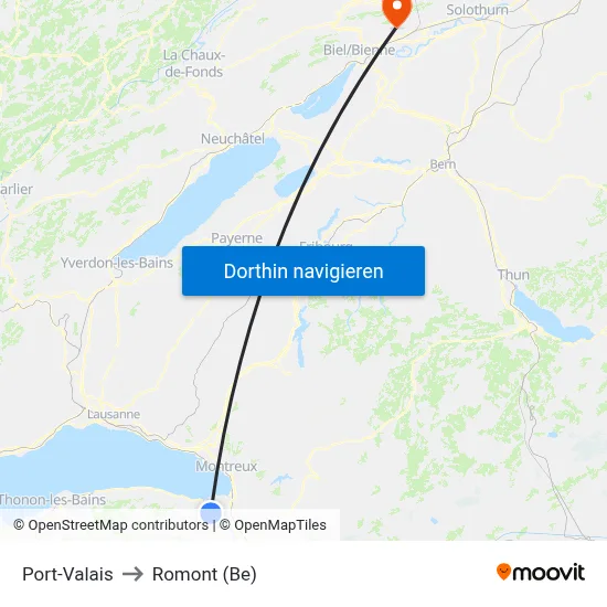 Port-Valais to Romont (Be) map