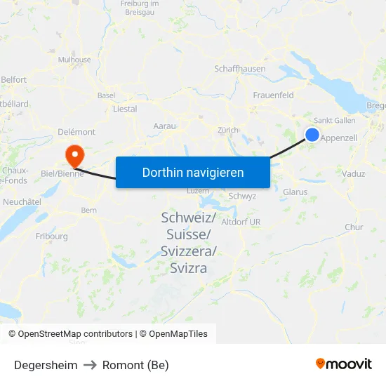 Degersheim to Romont (Be) map