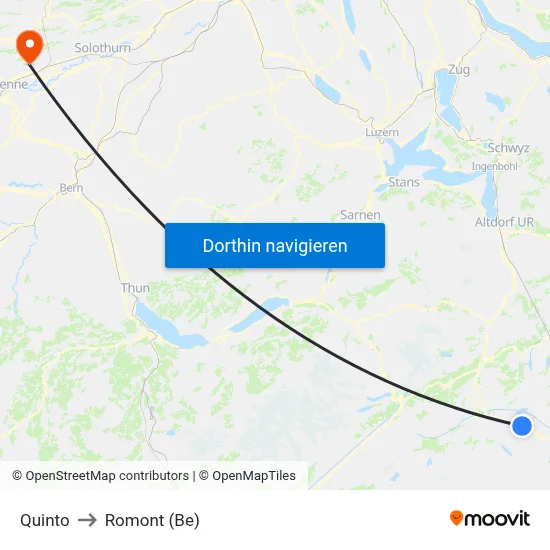 Quinto to Romont (Be) map