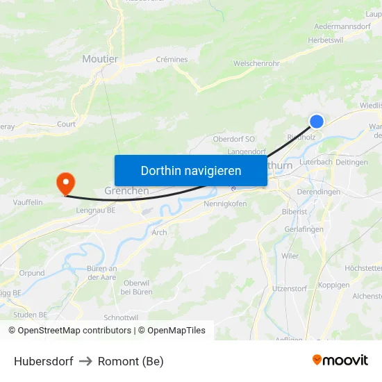 Hubersdorf to Romont (Be) map