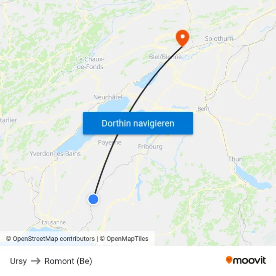 Ursy to Romont (Be) map