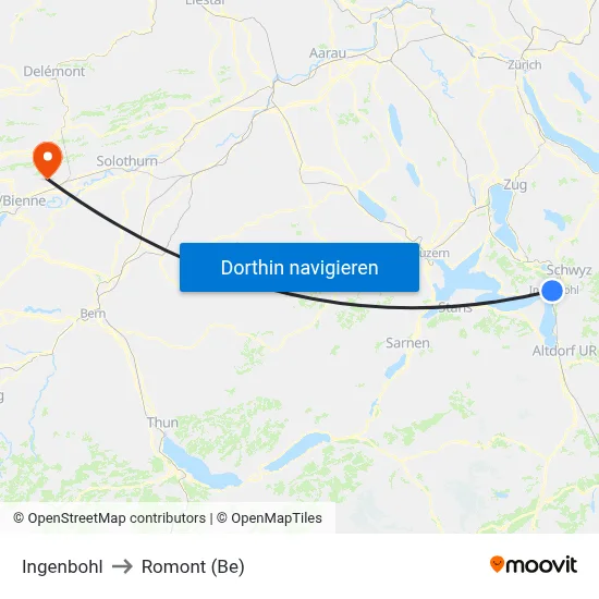 Ingenbohl to Romont (Be) map