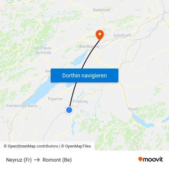 Neyruz (Fr) to Romont (Be) map