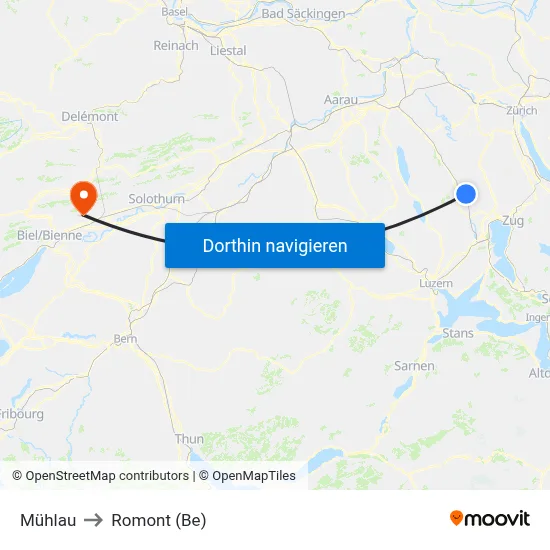Mühlau to Romont (Be) map