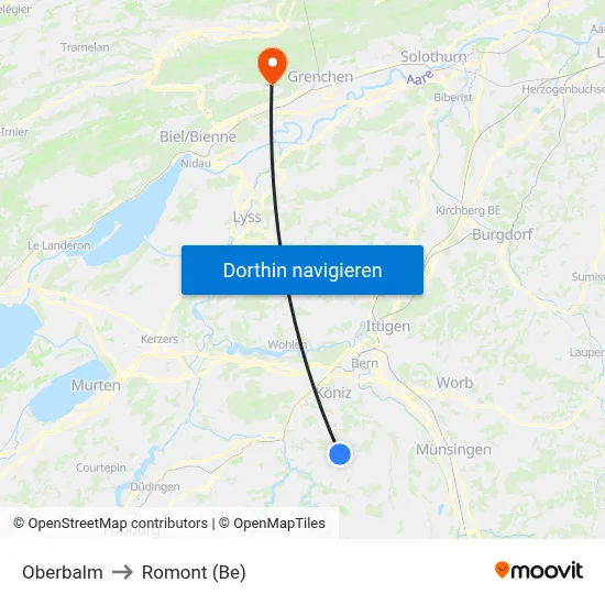 Oberbalm to Romont (Be) map