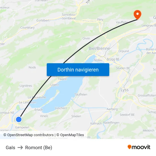 Gals to Romont (Be) map