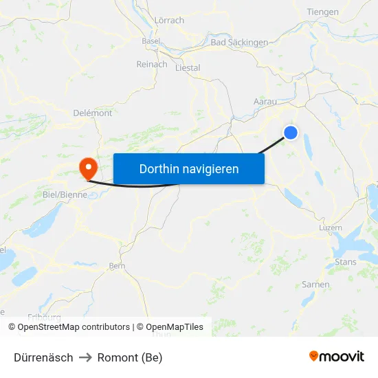 Dürrenäsch to Romont (Be) map