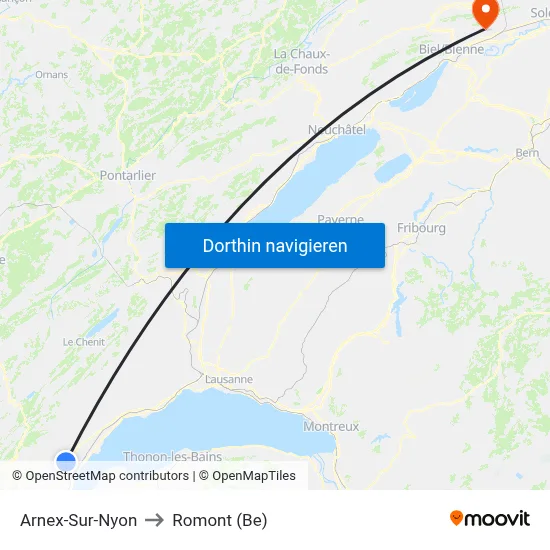 Arnex-Sur-Nyon to Romont (Be) map