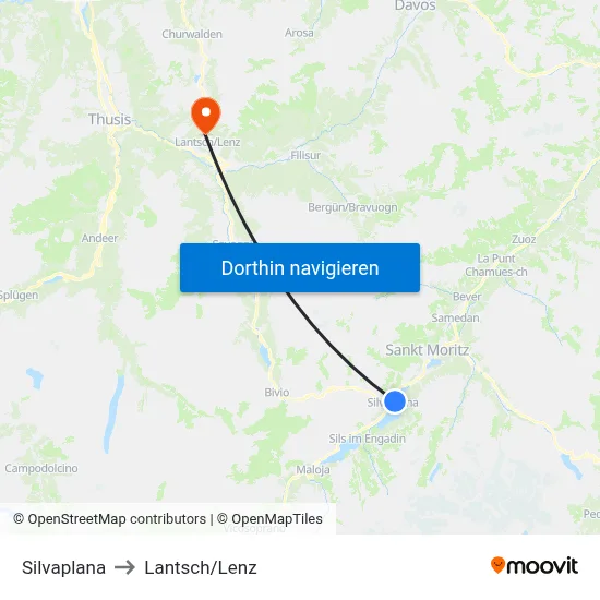Silvaplana to Lantsch/Lenz map
