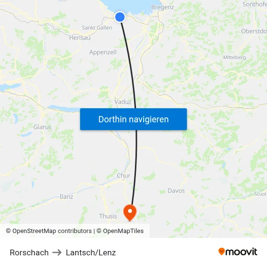 Rorschach to Lantsch/Lenz map