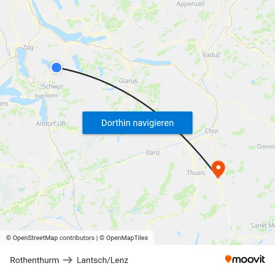 Rothenthurm to Lantsch/Lenz map