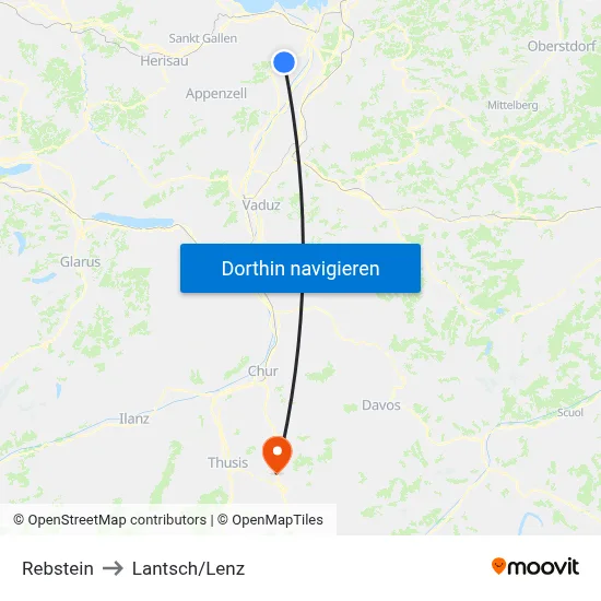 Rebstein to Lantsch/Lenz map