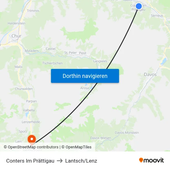 Conters Im Prättigau to Lantsch/Lenz map