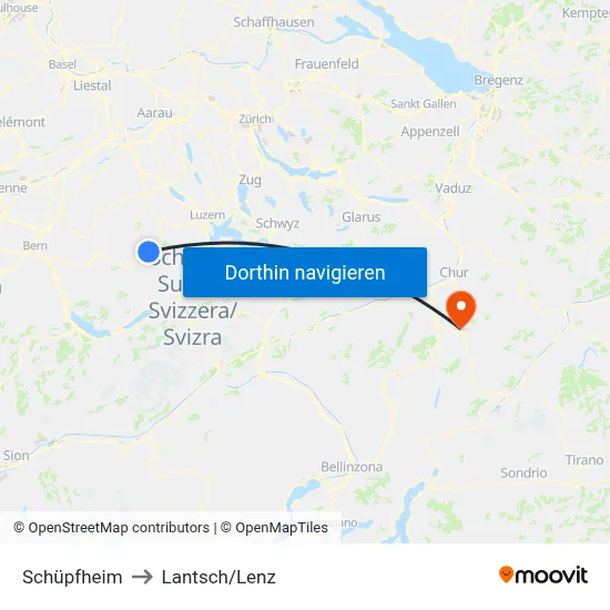 Schüpfheim to Lantsch/Lenz map