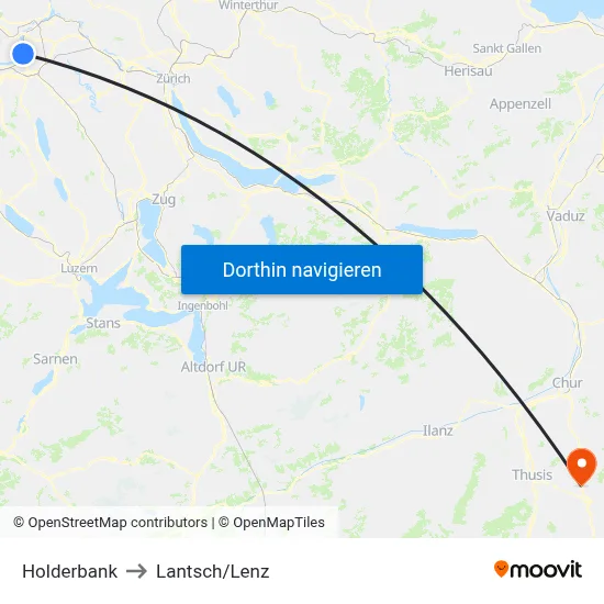 Holderbank to Lantsch/Lenz map