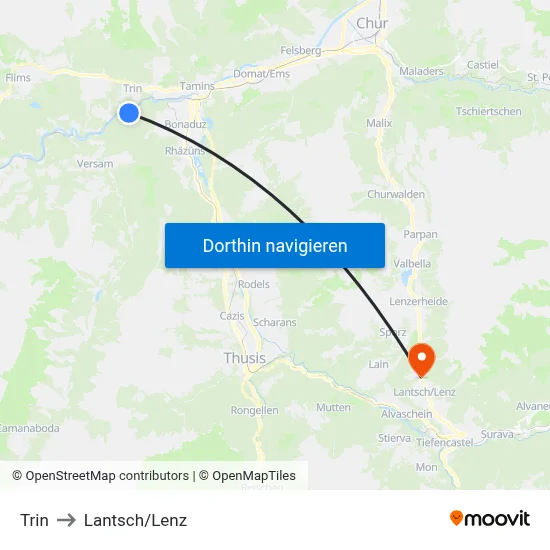 Trin to Lantsch/Lenz map