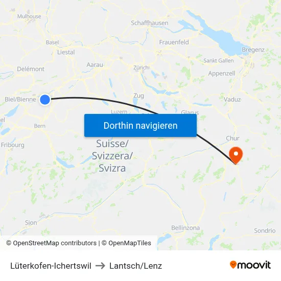 Lüterkofen-Ichertswil to Lantsch/Lenz map