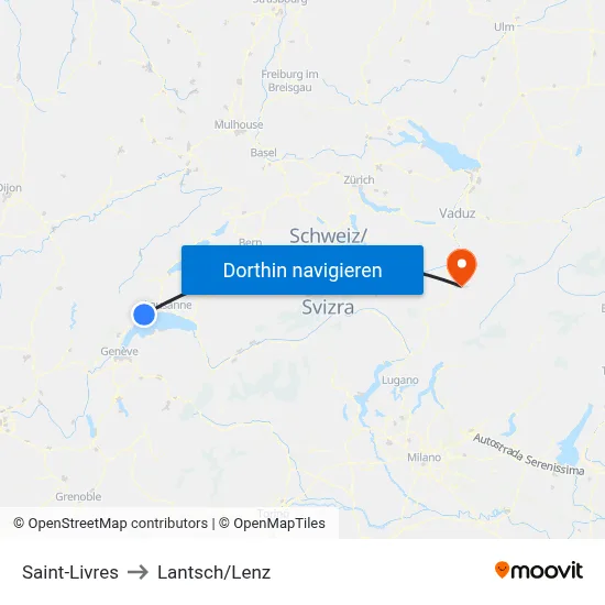 Saint-Livres to Lantsch/Lenz map