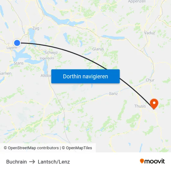 Buchrain to Lantsch/Lenz map
