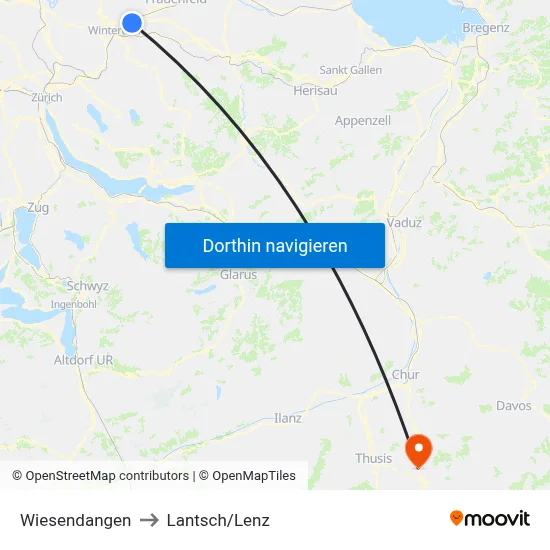 Wiesendangen to Lantsch/Lenz map