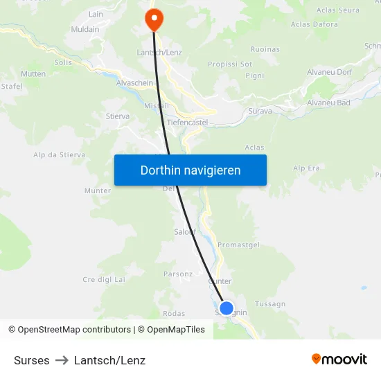 Surses to Lantsch/Lenz map