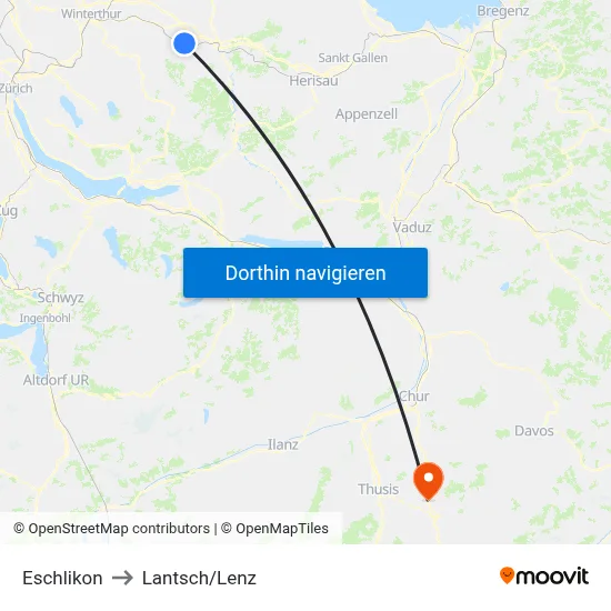 Eschlikon to Lantsch/Lenz map