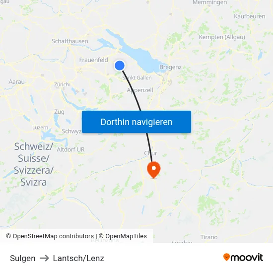 Sulgen to Lantsch/Lenz map