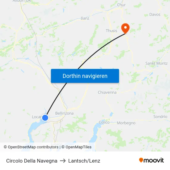 Circolo Della Navegna to Lantsch/Lenz map