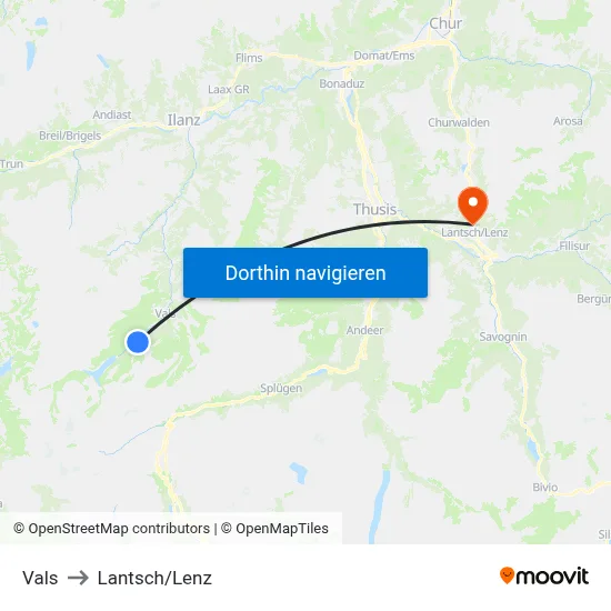 Vals to Lantsch/Lenz map