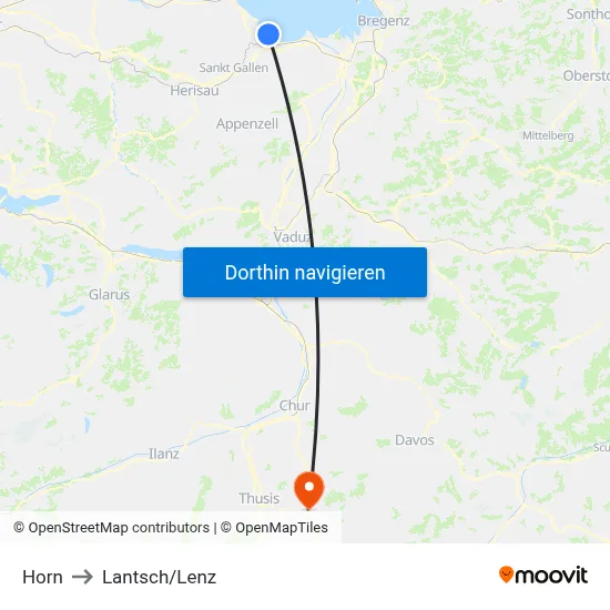 Horn to Lantsch/Lenz map