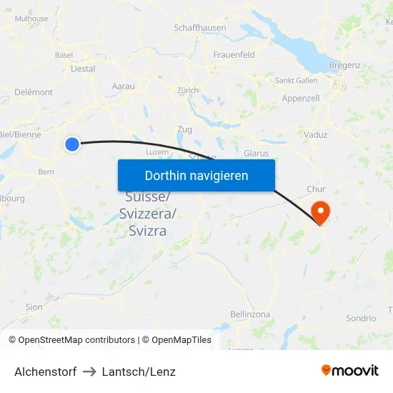 Alchenstorf to Lantsch/Lenz map