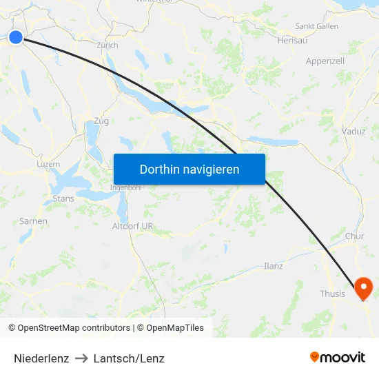 Niederlenz to Lantsch/Lenz map