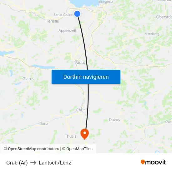 Grub (Ar) to Lantsch/Lenz map