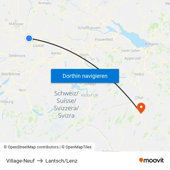 Village-Neuf to Lantsch/Lenz map