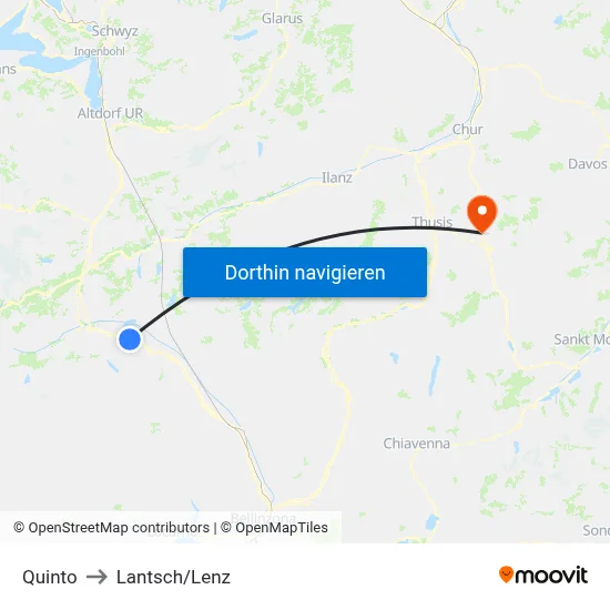 Quinto to Lantsch/Lenz map