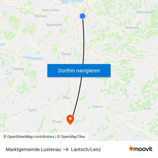 Marktgemeinde Lustenau to Lantsch/Lenz map