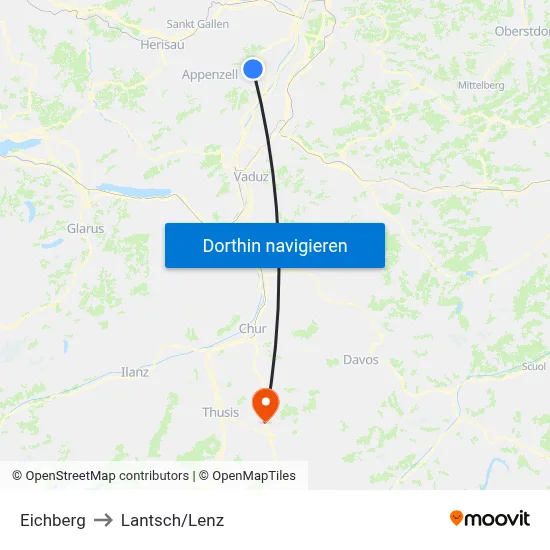 Eichberg to Lantsch/Lenz map