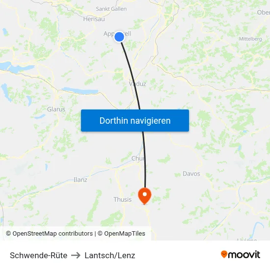 Schwende-Rüte to Lantsch/Lenz map