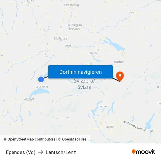 Ependes (Vd) to Lantsch/Lenz map